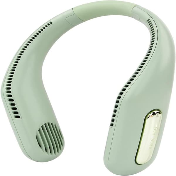 USB genopladelig indbygget halsventilator, lille bærbar udendørs ventilator (grøn)