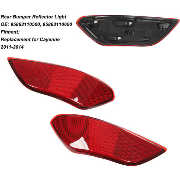 2 stk. røde bakre støtfangerreflektorlys for Cayenne 2011-2014 Erstatning 95863110500,de