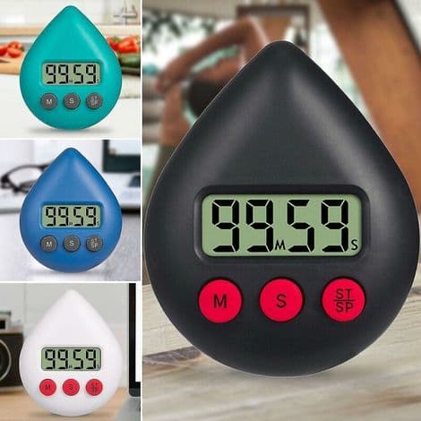 Trefarvet vandtæt digitalt brusetimer, energibesparende digital timer - farve: blå