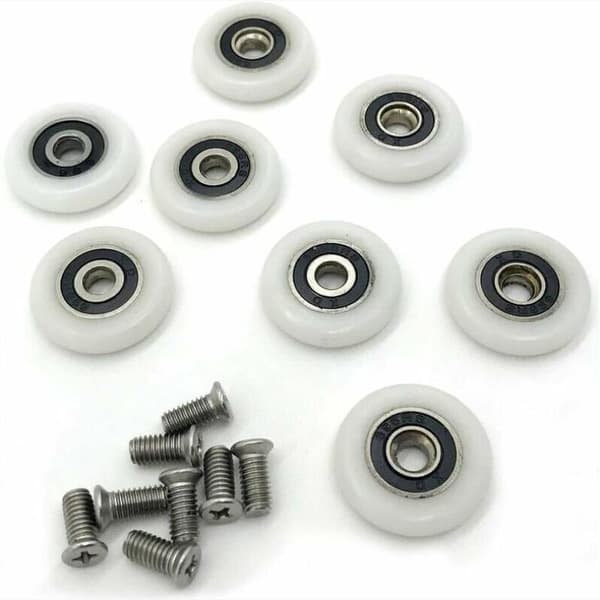 Sett med 8 erstatningsruller til dusjdør, 23 mm diameter