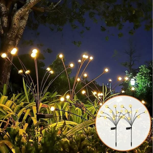 Pack Solar Eldflugslampor Utomhus, Solar Led Eldfluga Plug Ljus Solar Trädgårdslampor-10 LED-pärlor