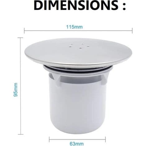115 mm dusjavløp, dusjavløp, dusjsifon, utskiftbart krom dusjavløpsdeksel, erstatning for dusjsifondeksel