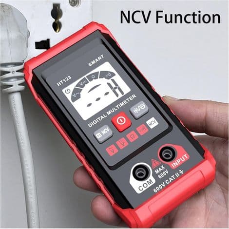 HT123 Intelligent Digital Multimeter, AC/DC Spændingsmodstand Kontinuitetstester, NCV Multimeter med Baggrundsbelysning