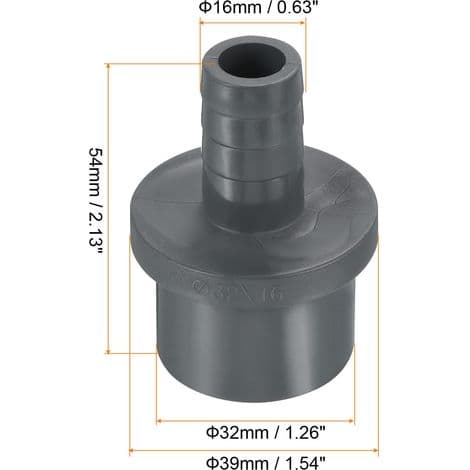 32x16mm supistusliittimet, 1 kpl suora sovitinliitin, harmaa