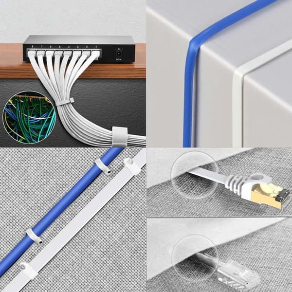 Cat 8 Ethernet-kabel - 1001 Batterier - 15M - 40 Gbps - RJ45 - Flat Hvit