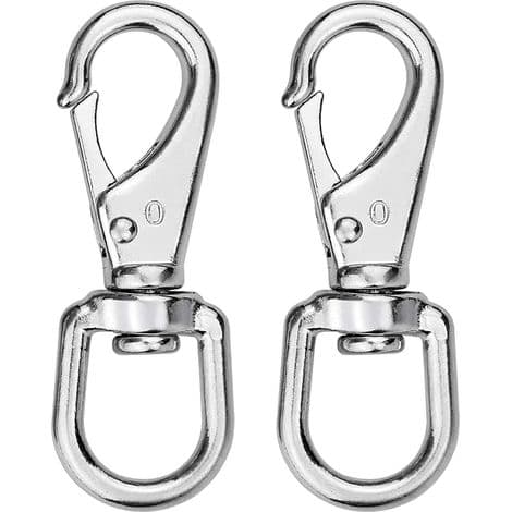 Delar i rostfritt stål, vridbara karbinhakar, 69 mm längd, 360° vridbara karbinhakar för hundhalsband, silver