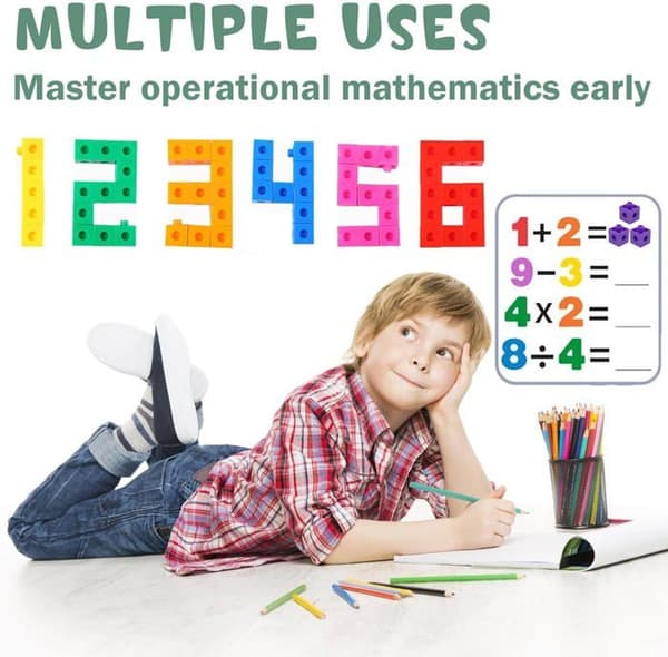 Byggeklodser - Matematikterninger - 100 Stykker - Opbevaringspose - Ikke-giftig