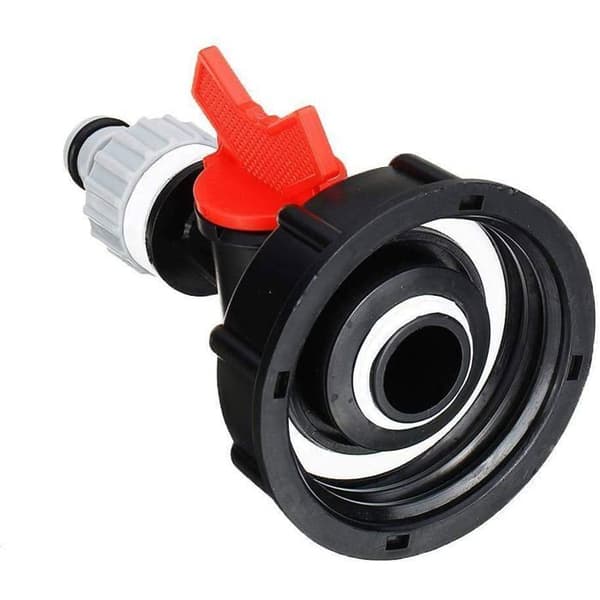 IBC Vanntankadapter - Nosheir - Integrert Kran - 3/4\" Hurtigkobling - Slitesterkt Plastmateriale