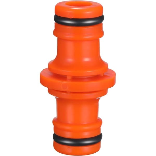 6 stk. dobbelt han-slangekoblinger til samling af haveslanger (orange)