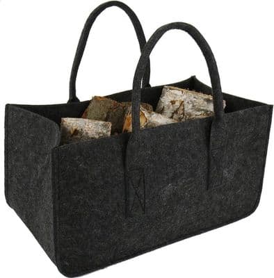 Vedpose - Mørkegrå - Filt - 50x25x25CM - 2 Håndtak