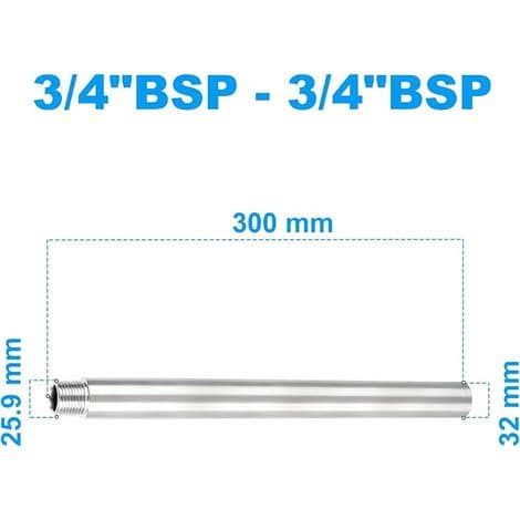 2 stk. 300 mm 3/4\" hun x 3/4\" han BSP nippel støbt rør 304 rustfrit stål rørfittings
