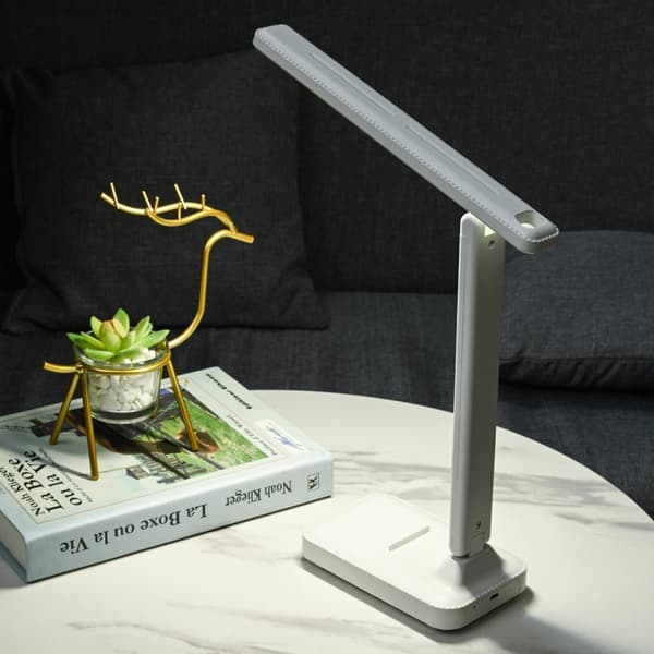 LED skrivebordslampe dimbar USB oppladbar sammenleggbar belysning hvit