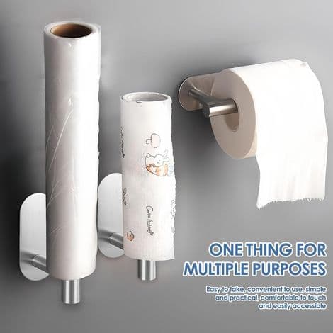 Selvklebende toalettpapirholder, ingen boring nødvendig, moderne design i rustfritt stål, sølv