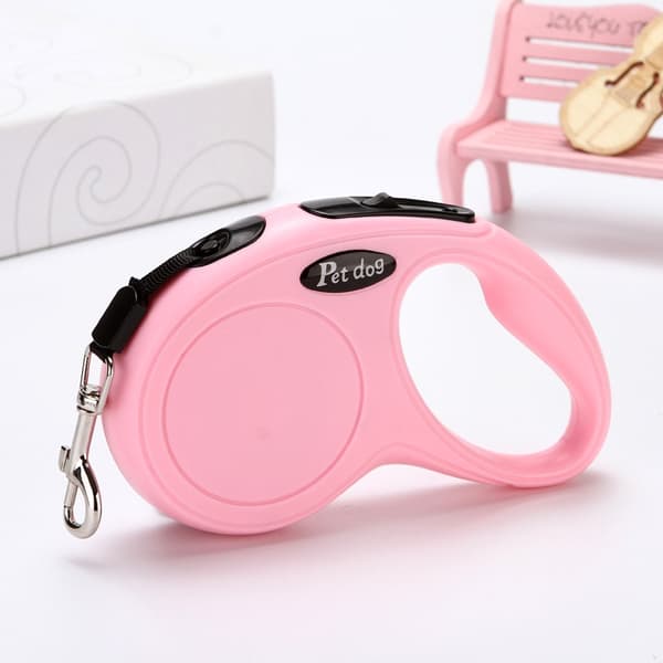 Reflekterende rulleline til hunde - Medium og lille hundeline til hunde op til 10 kg - Pink - 5 m