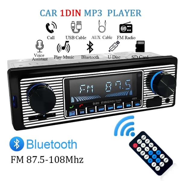 Bil Stereo FM Radio Bluetooth MP3 Audio Spiller Mobiltelefon Håndsfritt Digital USB SD med Dash Input Mx