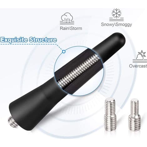 AUTOPARTS Universal Kort 65mm Bilantenne - Modificeret Kulfiber Stil - Sort