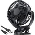 USB Clip-on Ventilator – 5000mAh 3 Hastigheder – til Kontor, Rejser – 5 Tommer Sort