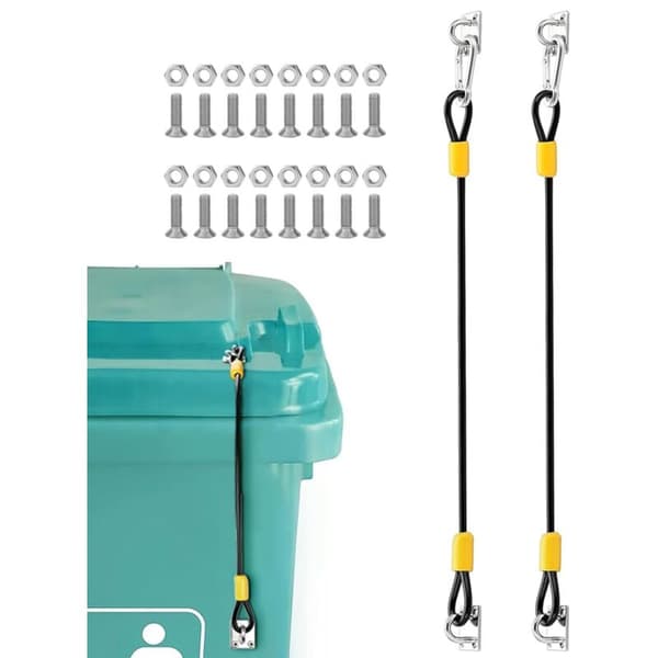Soptunnelås - Soptunnesäkerhetsrep med gummerad stålkabel, hållbart låssystem för utomhuslock (2-pack)