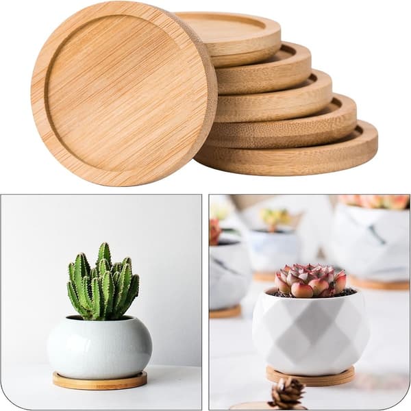 Bambu Fat Ytterdiameter 65cm Växt Planteringsbricka Fat för Inomhus- och Utomhusblomkruka