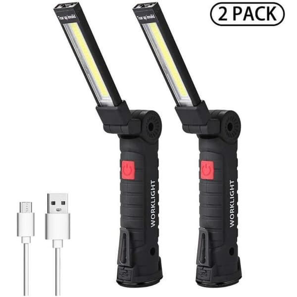 LED tenningslys, sammenleggbart bilinteriør, magnetisk interiør, 5V, 1200mA, 14,5-4,8 cm, svart, 2 stk.
