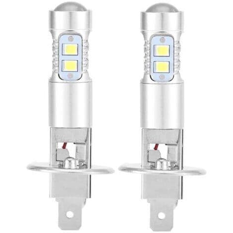 Superhvite 100W LED-frontlyspærer Kit Tåkelys Kjørelys 2X H1 6000K