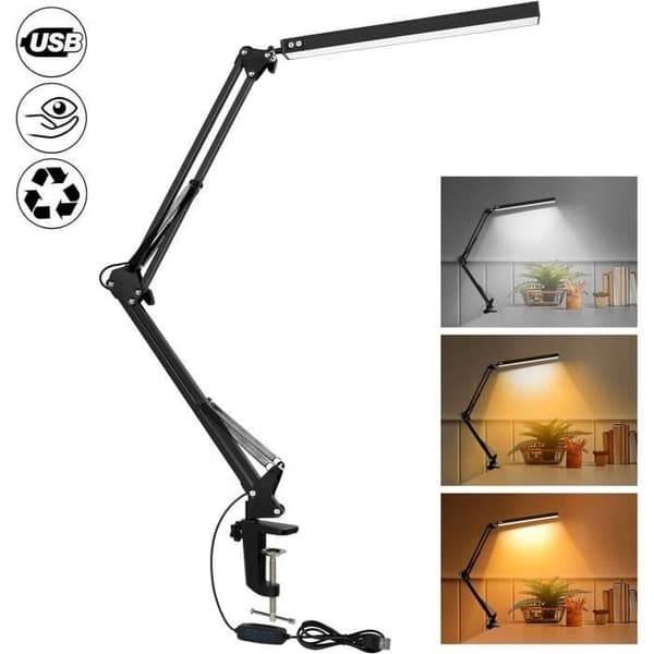 LED Skrivebordslampe - Kraftfuld - 3 Belysningstilstande - 9 Lysstyrkeniveauer - Sort