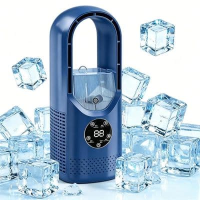 7-färgs LED Skrivbordsfläkt - Tyst, Dimfunktion - 6 Hastigheter, USB Timer - Sovrum - Blå