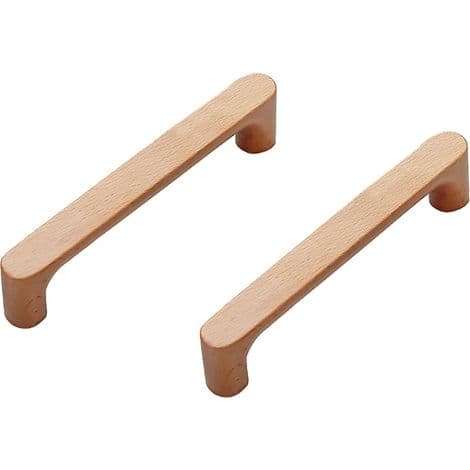 Sæt med 2 massive møbelgreb i bøgetræ, original træfarve, enkel og moderne stil til garderobe, dør, kommode (128MM)