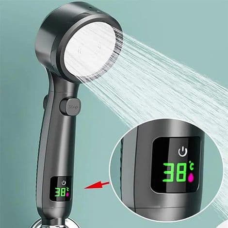 Högtrycks handhållen badrumsdusch med vattenbesparing och LED digital temperaturdisplay