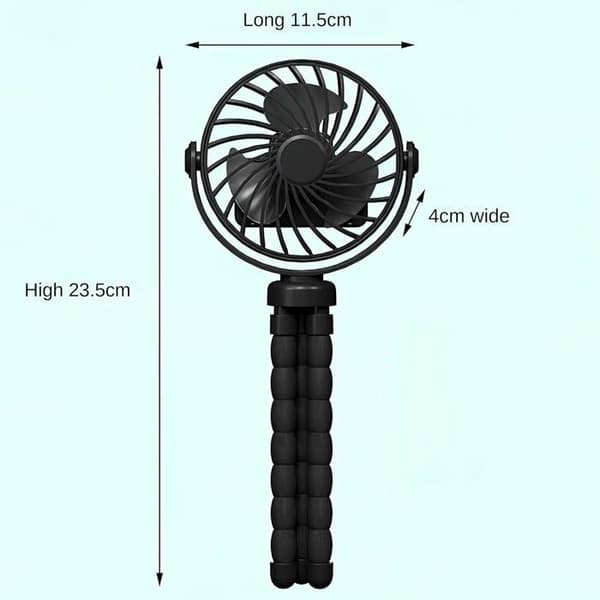Bærbar Ventilator - XVX - Genopladelig Clip-on - 3 Hastigheder - 360° Rotation - Sort