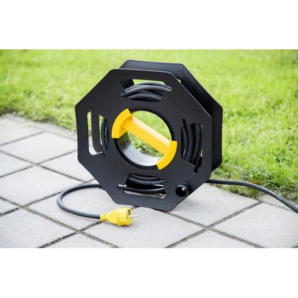 Campingvogn Kabeltromle, Manuel, Tom, til Camping og Husholdningsbrug, Op til 25m Kabel, Plast, Sort og Gul