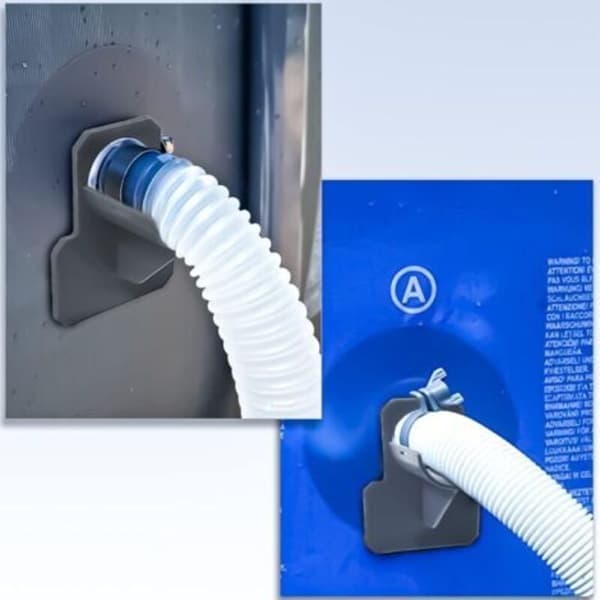 2 stk. poolslangeholder, pooladapter, gråt pooltilbehør, til poolslanger inden for 38 mm