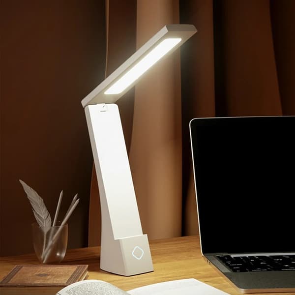 Stilig og trendy LED-bordlampe, sammenleggbare bordlamper, øyebeskyttelse, studielampe, soverom Hvit