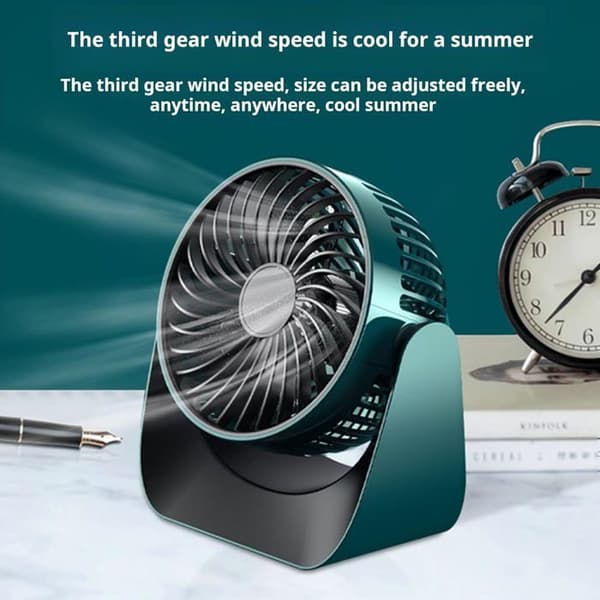 Bærbar ventilator - XVX - USB-bordventilator - 3 hastigheder - Abyss Blue - Lydløs