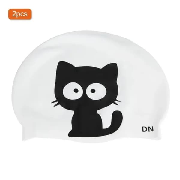 2 st. unisex badmössa i silikon för barn (katt)