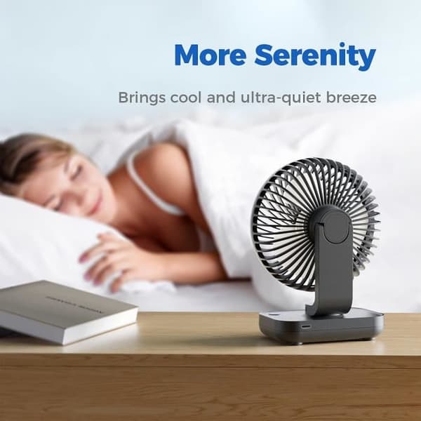 Bærbar Ventilator - Mini USB Ventilator - 4 Hastigheder - 4000mAh - Stille