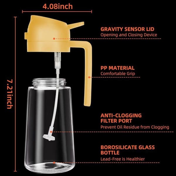 Oliesprøjte - XVX - 2 i 1 - 470 ml - Gul - SUS304 Rustfrit Stål