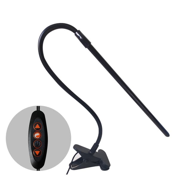 LED skrivebordslampe, klemmelamper til, 3 tilstande, 10 lysstyrker, lang fleksibel svanehals