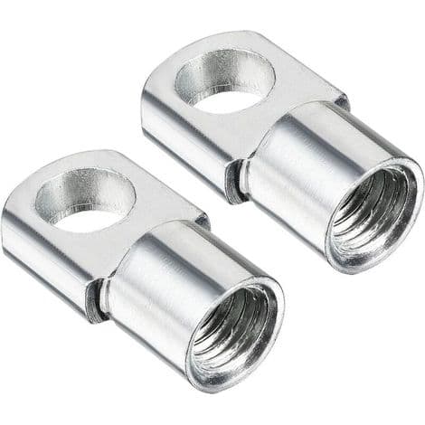 M8 gassfjærende endestykke, 8 mm innvendig gjenge, hulldiameter, A3 stål, sølv, 2 stk.