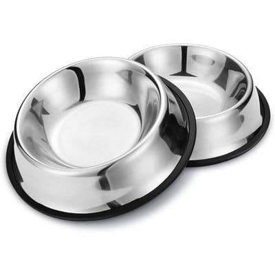 Hundskål - Rostfritt stål - Halkfri - 22,5 CM - 2-pack