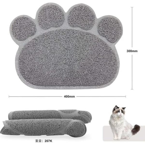 Kattmatta för kattlåda, 2-pack högkvalitativ stor kattmatta, söt kattassform grå