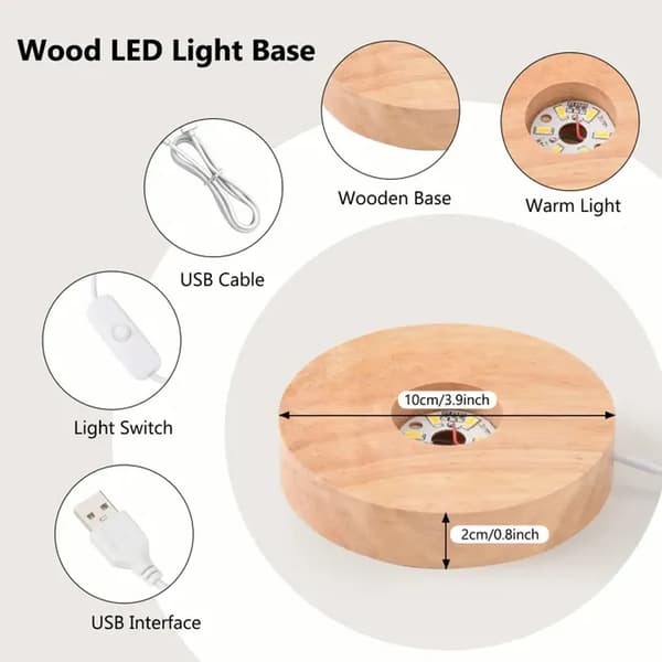 2-delt LED-lysbase, LED-utstillingsbase i tre, rund/firkantet lysbase, LED-lysbase for utstilling