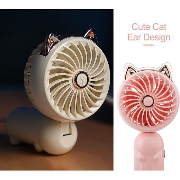 Mini bærbar ventilator med genopladeligt batteri, 3 ventilationshastigheder, foldbar udendørs ventilator.