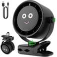 Bærbar ventilator, 4000mAh, 5 hastigheder, 360° rotation, klips og krog – til kontor, barnevogn, camping – Sort