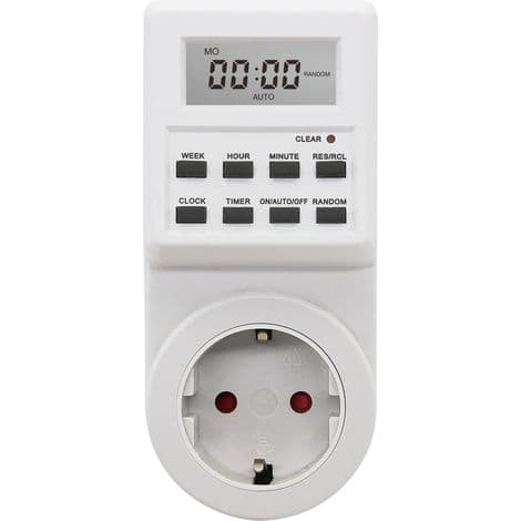 Digital og elektrisk pluggtimer, programmerbar plugg med vekslende syklus, nedtellingstimerplugg