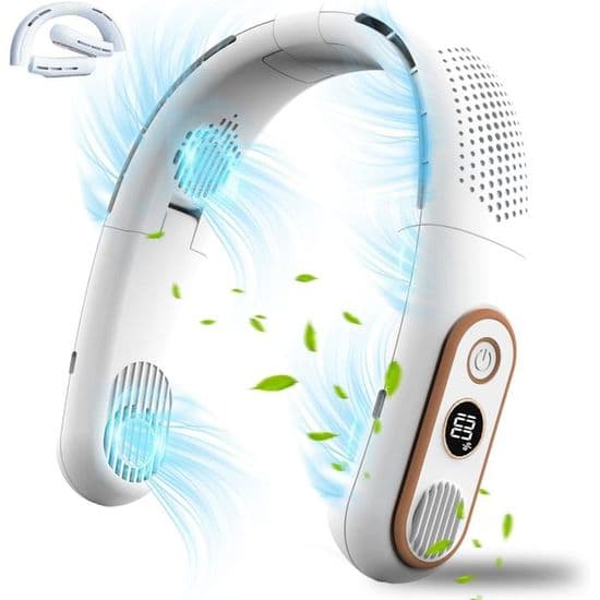 Bærbar ventilator - XVX - 4000mAh - 3 hastigheder - LED - Halsrem