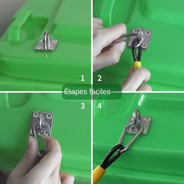 Soptunnelås - Soptunnesäkerhetsrep med gummerad stålkabel, hållbart låssystem för utomhuslock (2-pack)