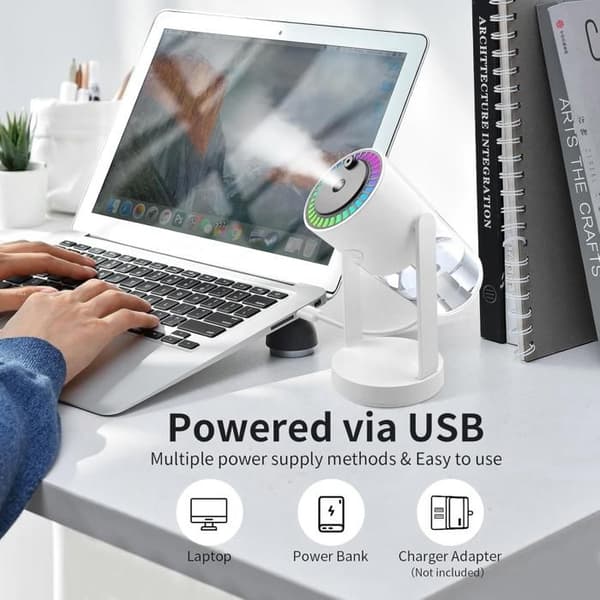 USB Luftfugter - XVX - Oscillerende - Stjernehimmelprojektion - 280 ml - 2 W