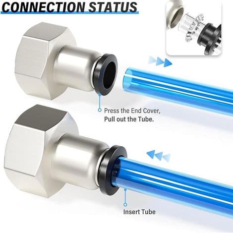 8 mm OD x 1/4 tum BSP rak koppling PCF8-02 (10-pack)