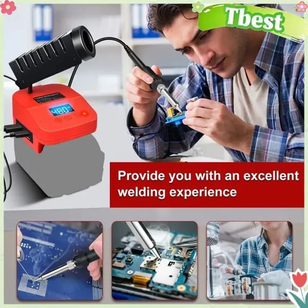 Tbest trådløst loddeboltsett, 60W, 8 sekunder til 350℃ rask oppvarming med DIY-porter